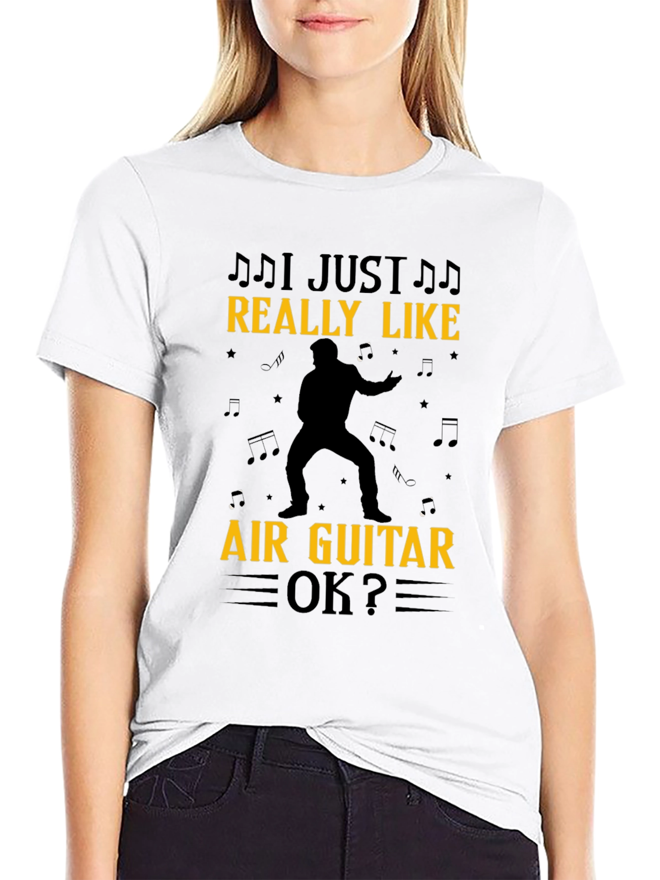 I Just Really Like Air Guitar OK? Black T-Shirt