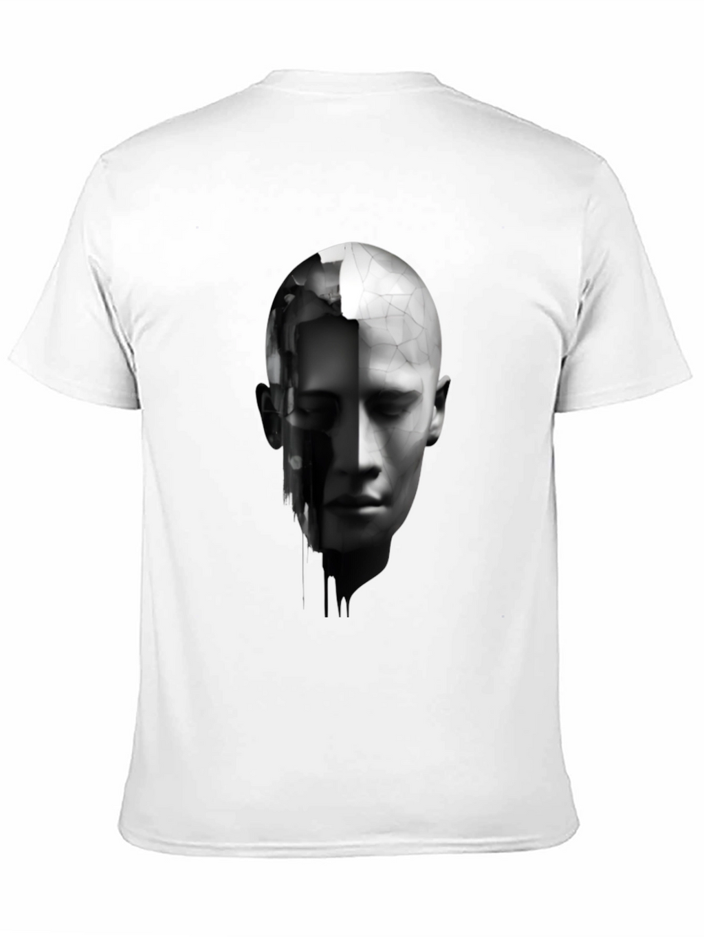 Abstract Human Face Graphic Print Black T-Shirt