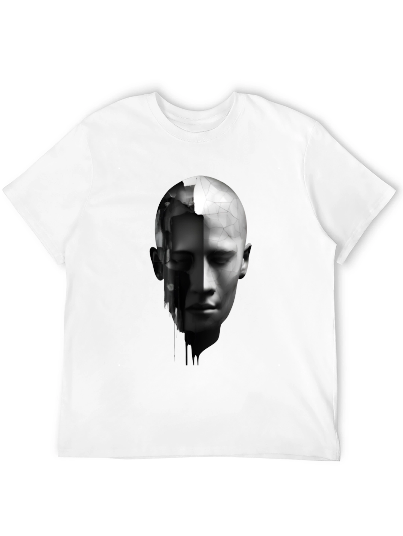 Abstract Human Face Graphic Print Black T-Shirt