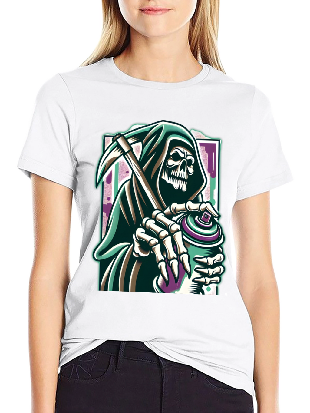Grim Reaper Graffiti Artist Graphic Tee - Black