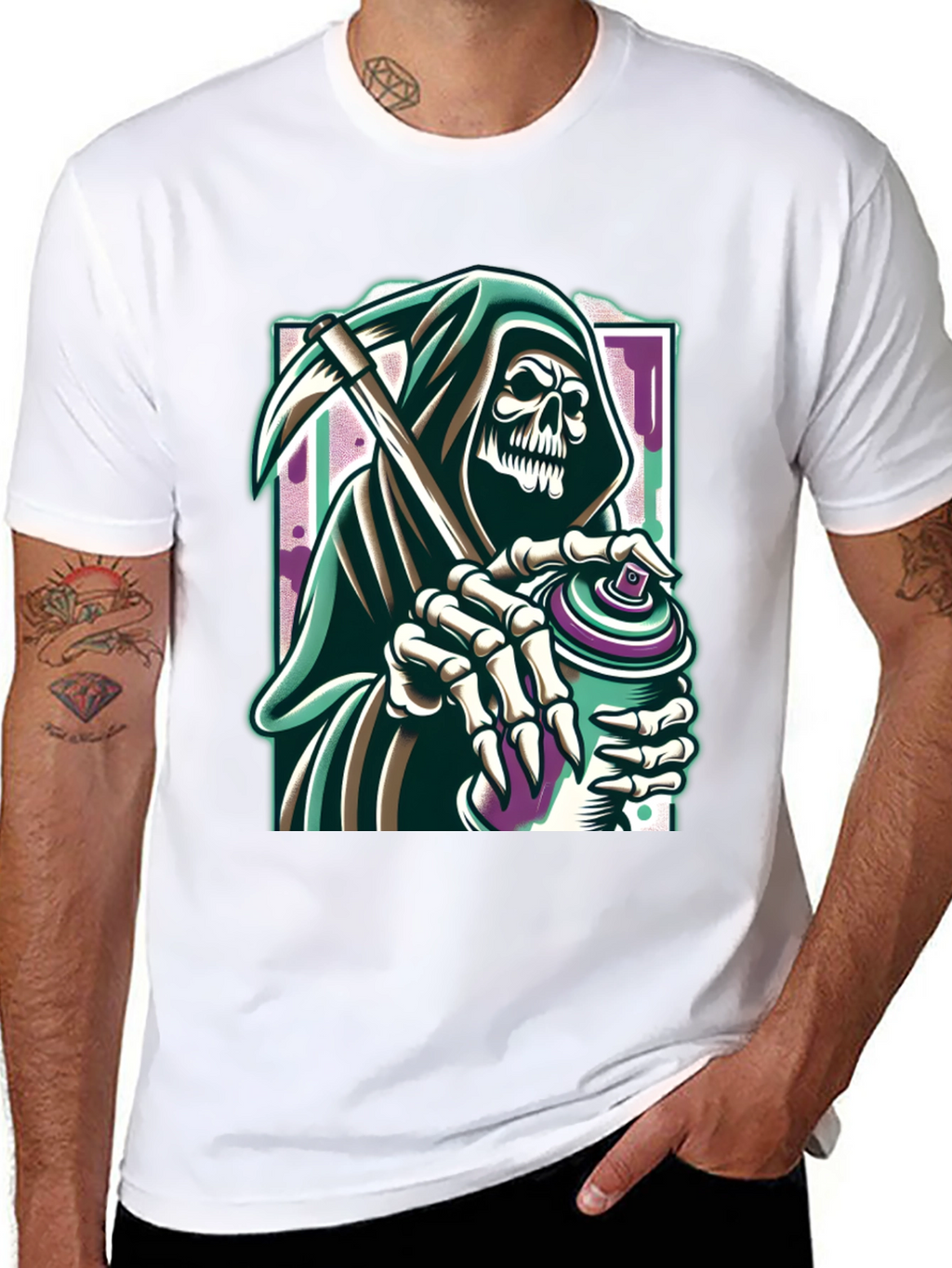 Grim Reaper Graffiti Artist Graphic Tee - Black