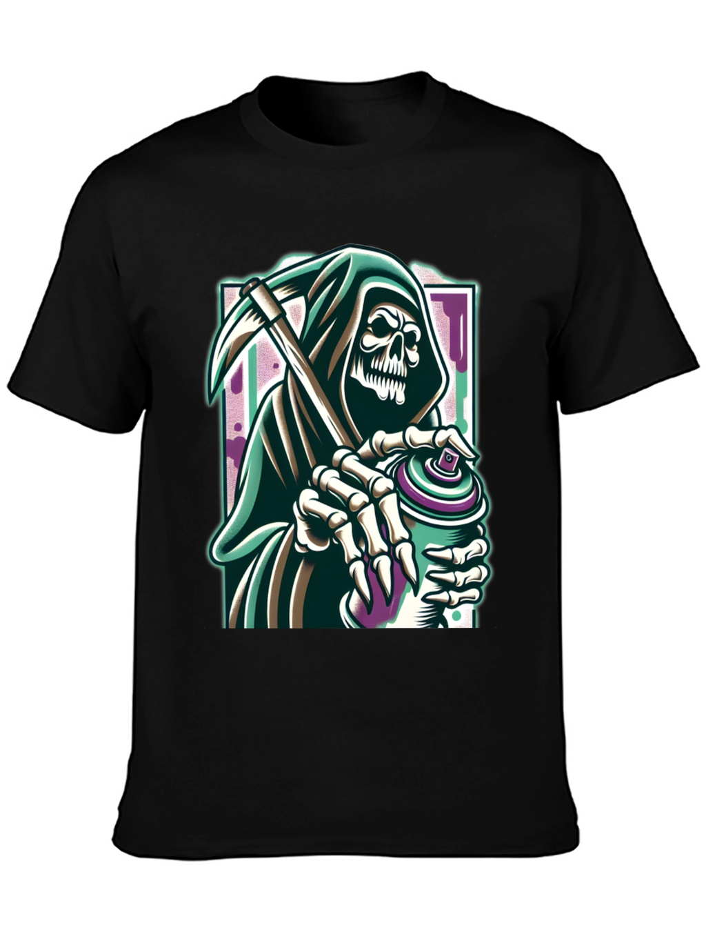 Grim Reaper Graffiti Artist Graphic Tee - Black