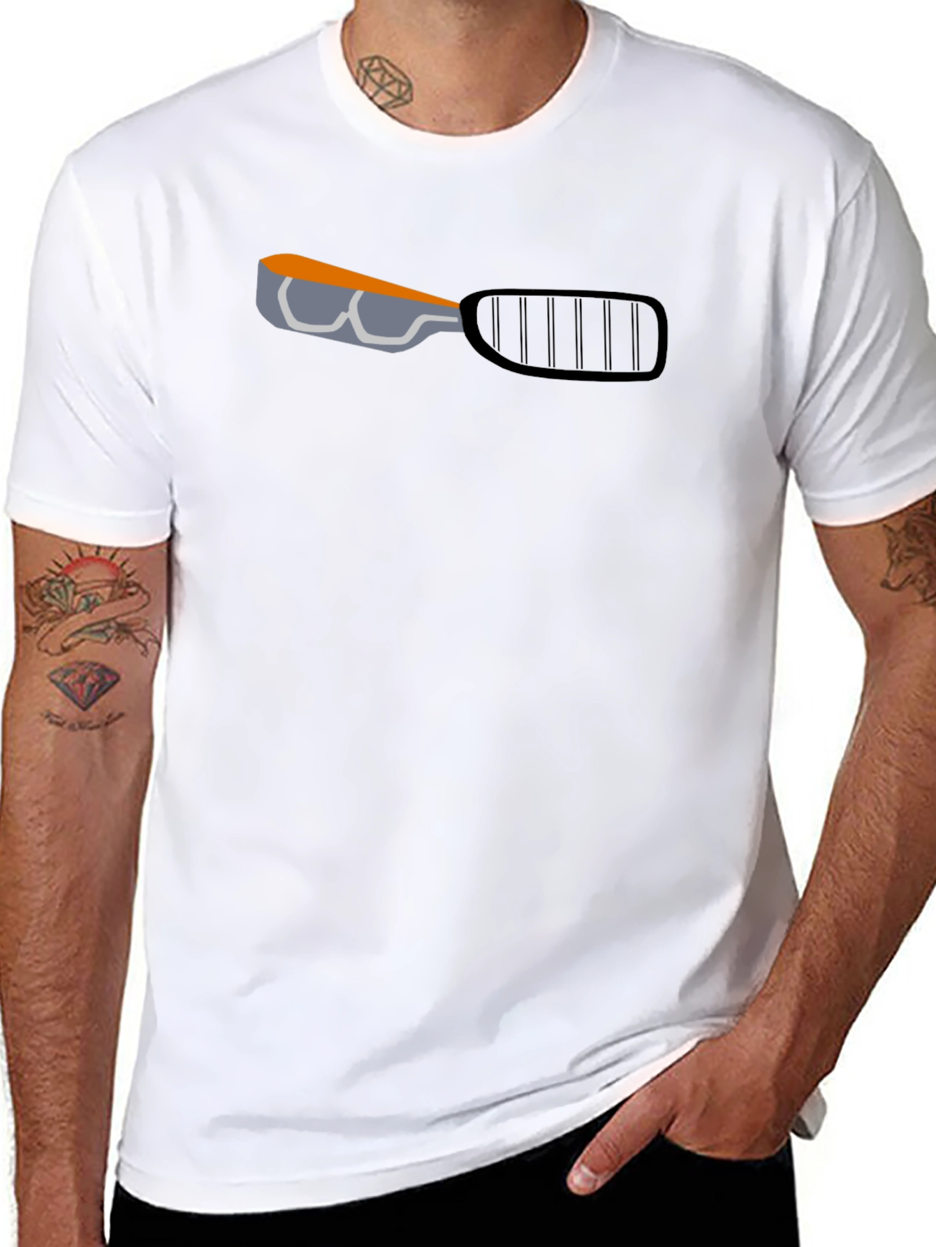 Mens Black T-Shirt with Racket Graphic