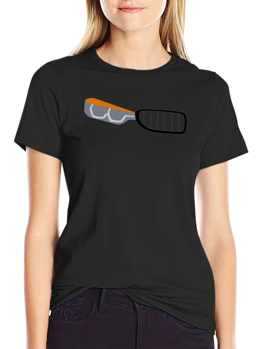 Mens Black T-Shirt with Racket Graphic
