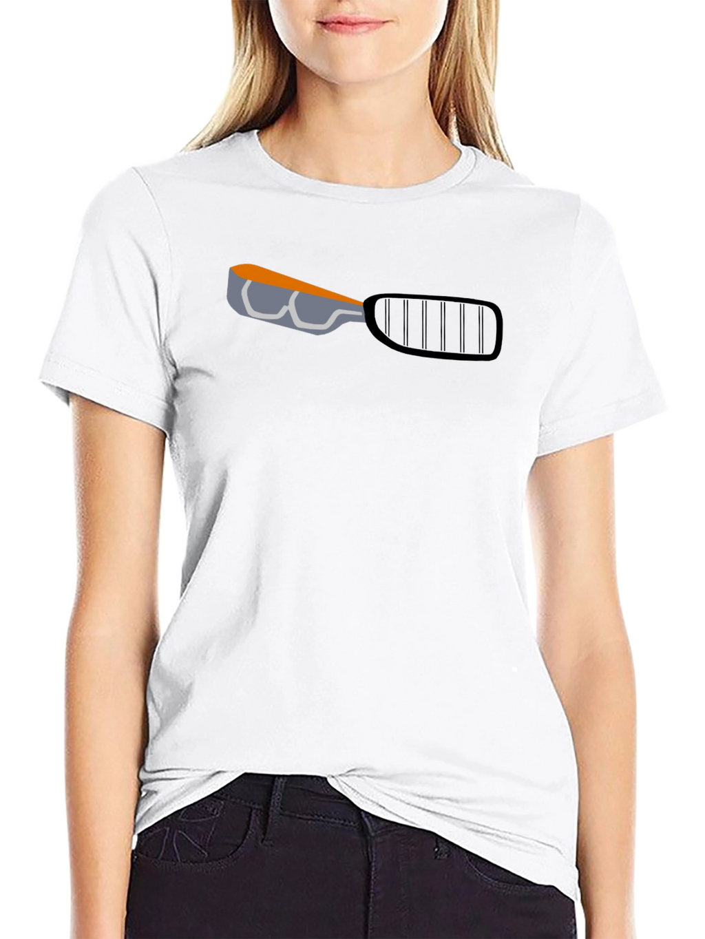 Mens Black T-Shirt with Racket Graphic