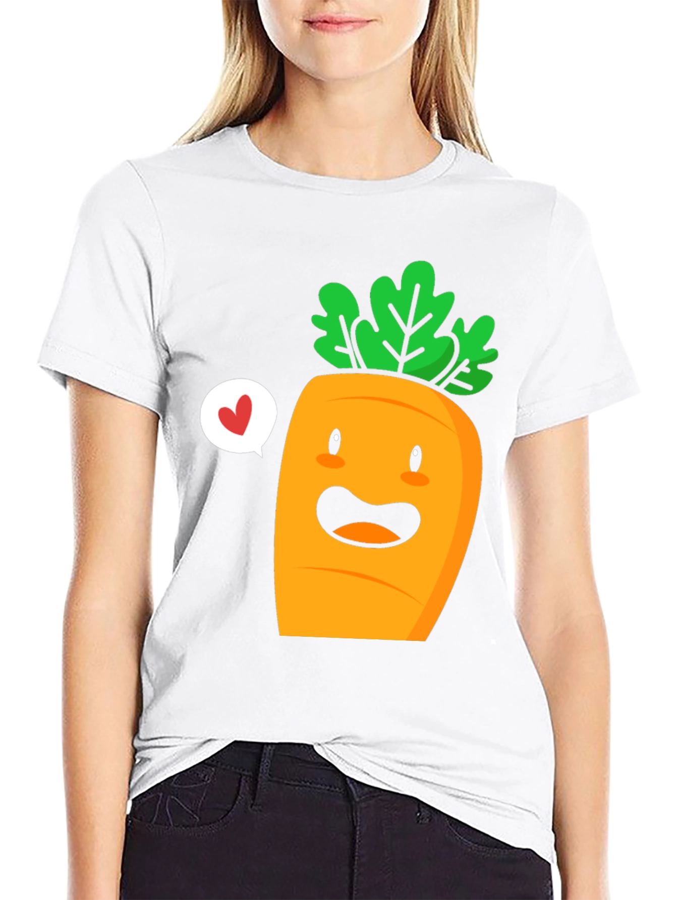 Cute Carrot Cartoon Graphic Tee - Unisex Black T-Shirt