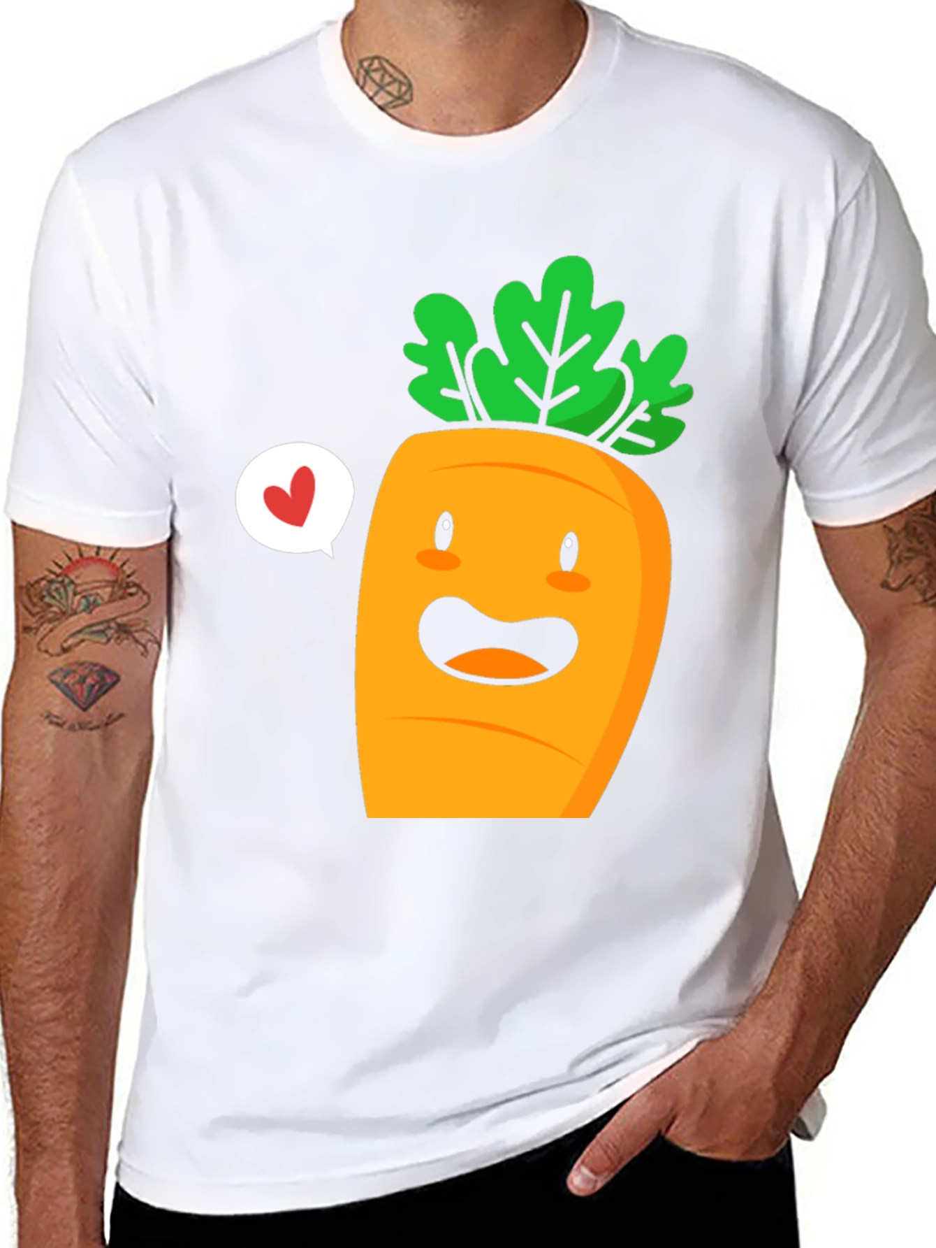 Cute Carrot Cartoon Graphic Tee - Unisex Black T-Shirt
