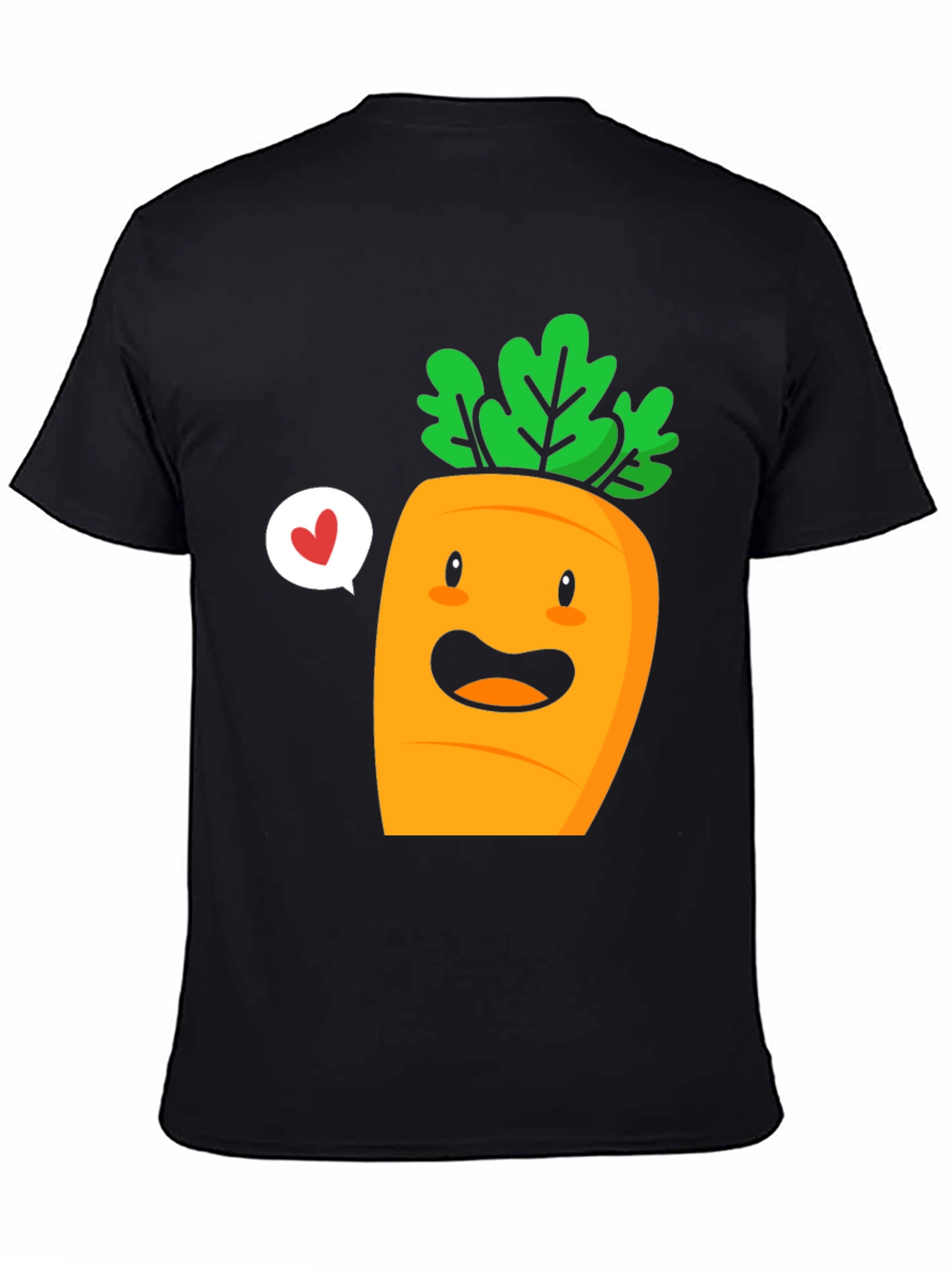 Cute Carrot Cartoon Graphic Tee - Unisex Black T-Shirt