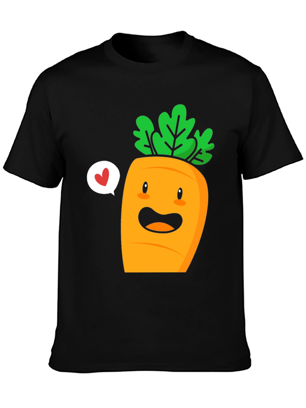Cute Carrot Cartoon Graphic Tee - Unisex Black T-Shirt