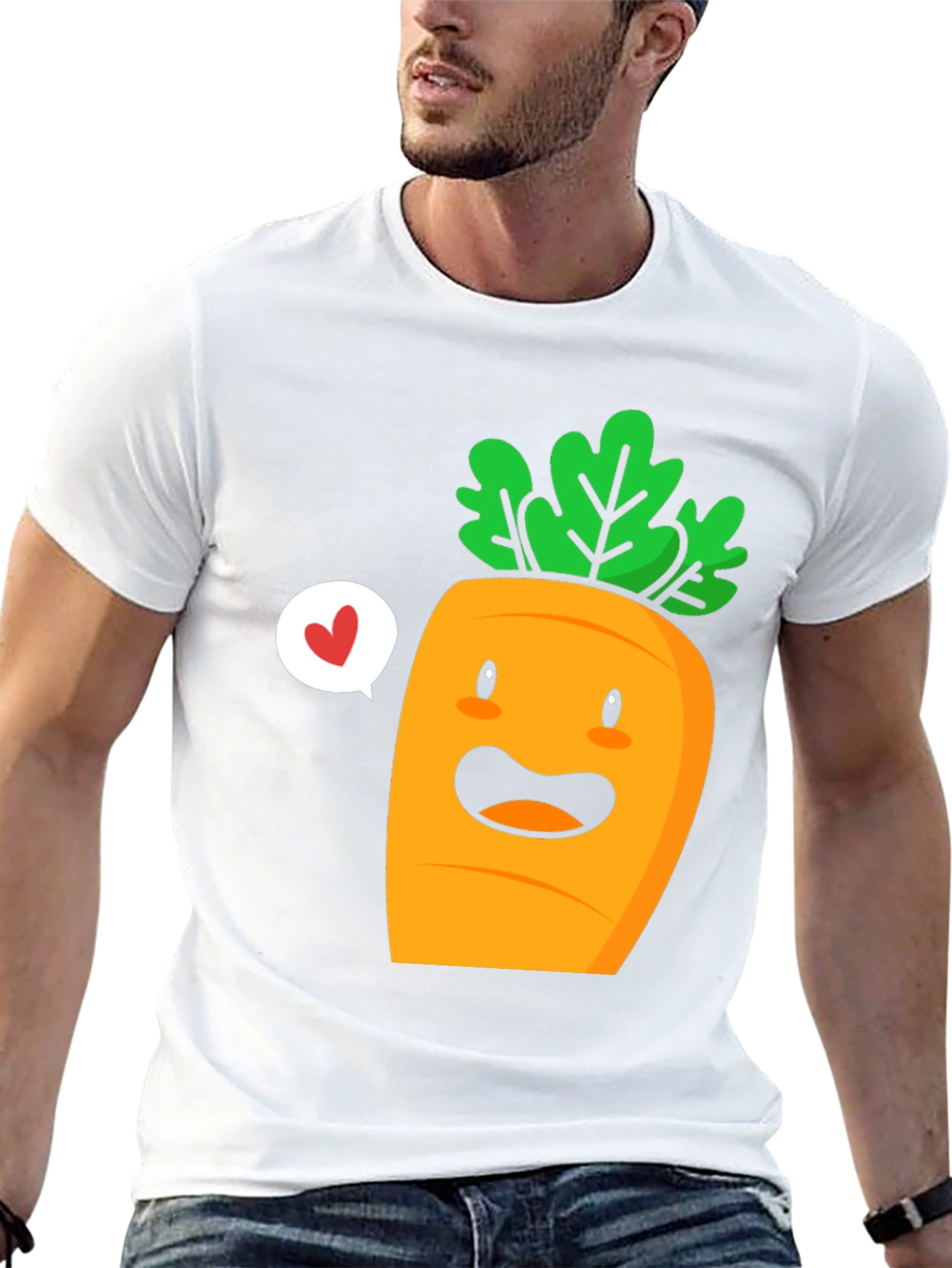 Cute Carrot Cartoon Graphic Tee - Unisex Black T-Shirt