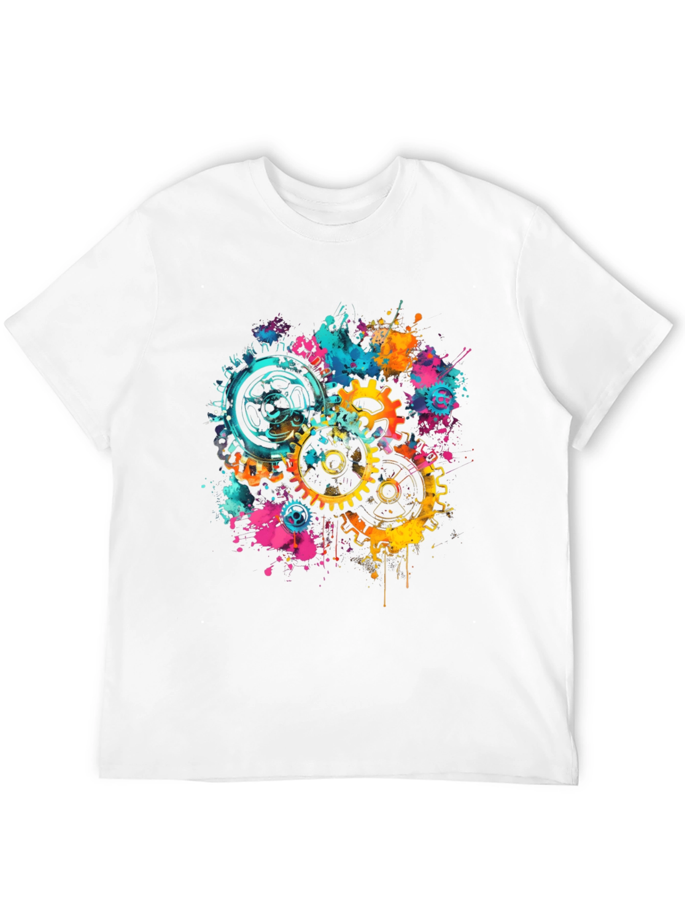 Gear Splash Black T-Shirt - Modern Artistic Design