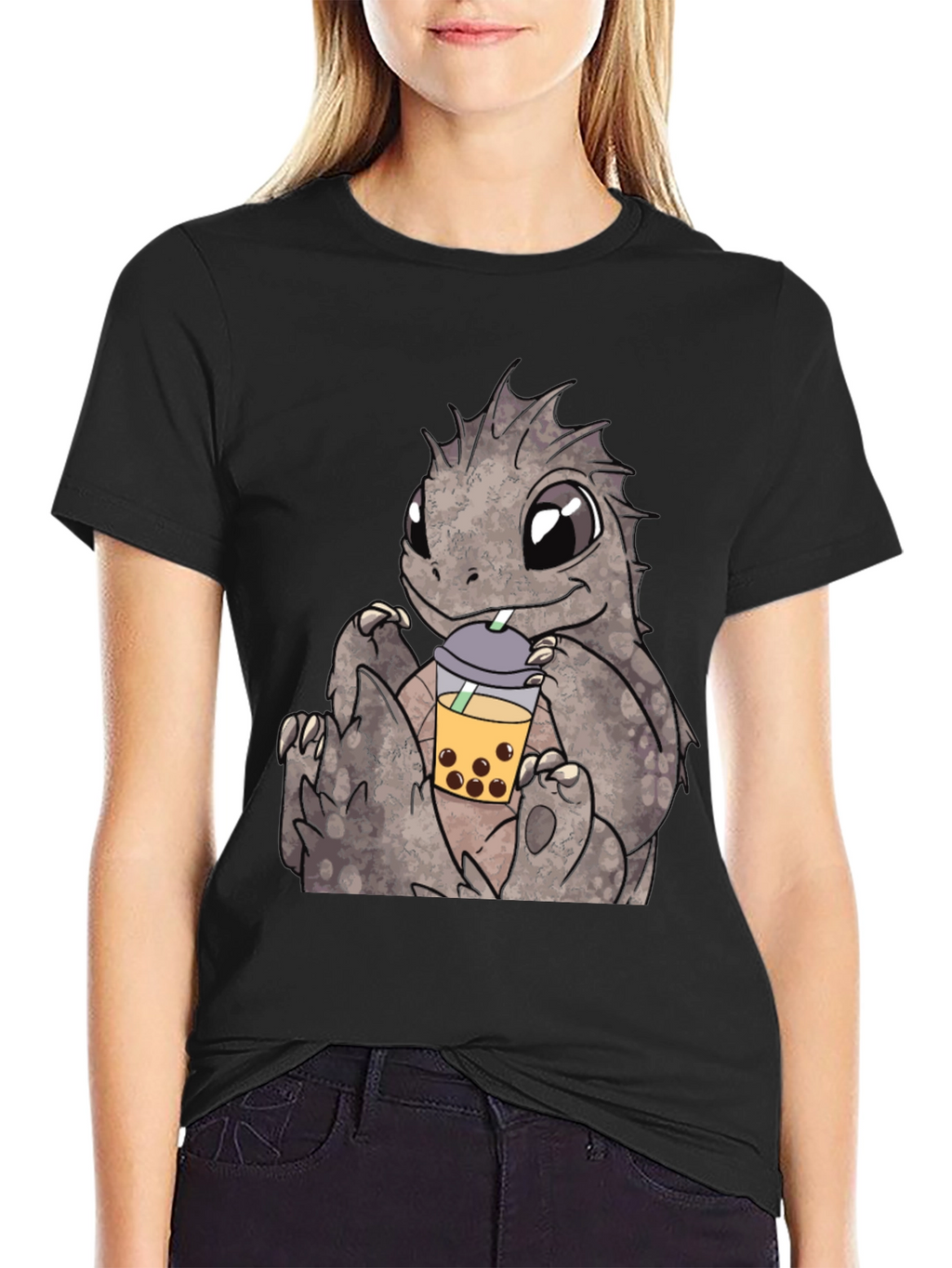 Cute Dinosaur Bubble Tea Graphic Tee