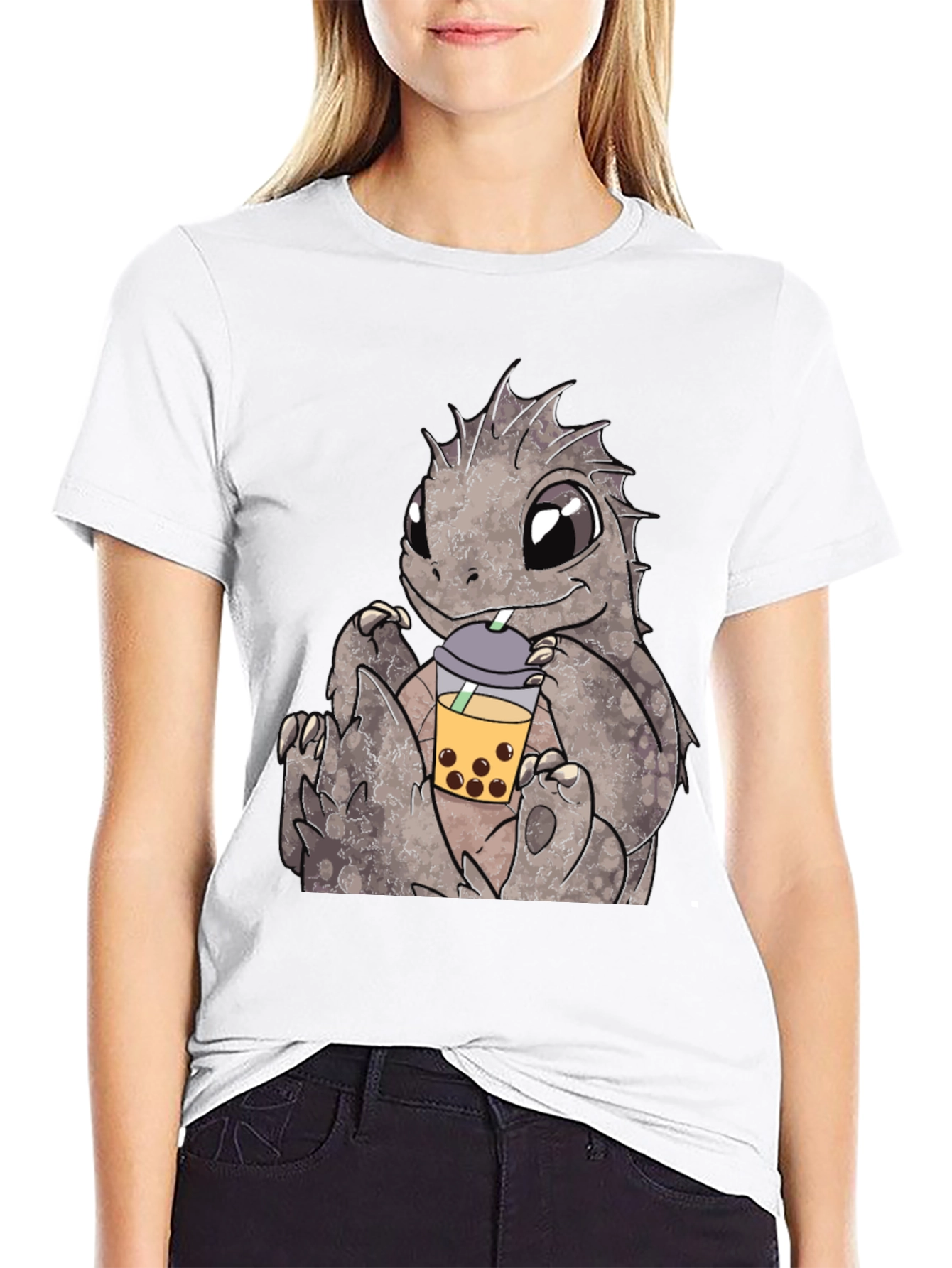 Cute Dinosaur Bubble Tea Graphic Tee