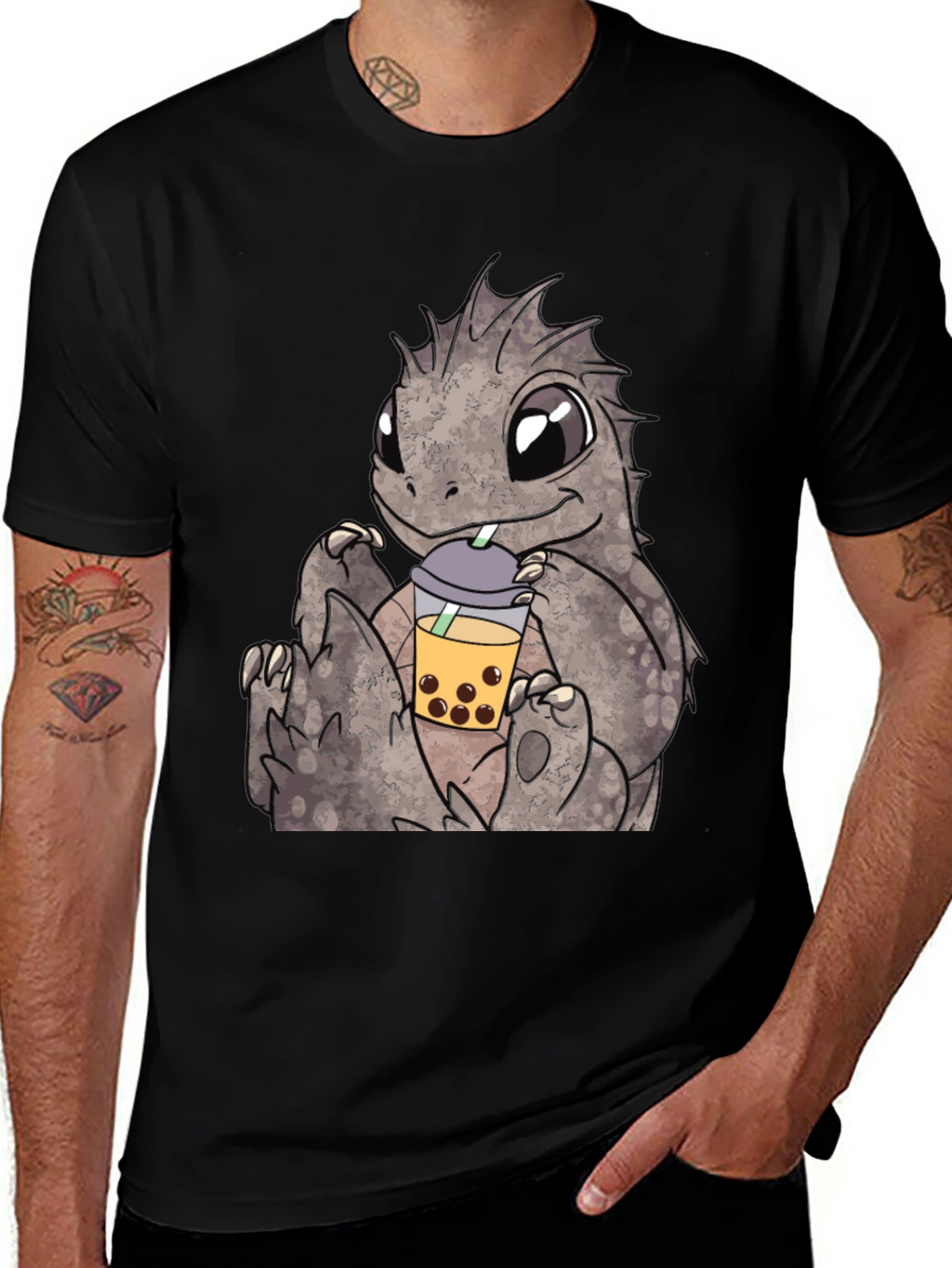 Cute Dinosaur Bubble Tea Graphic Tee