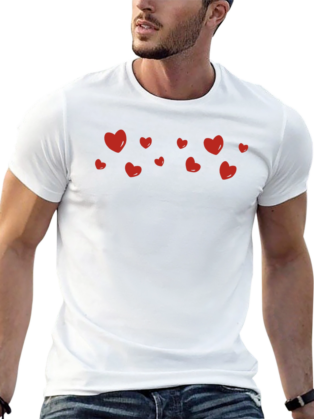 Heart Print Crew Neck T-Shirt