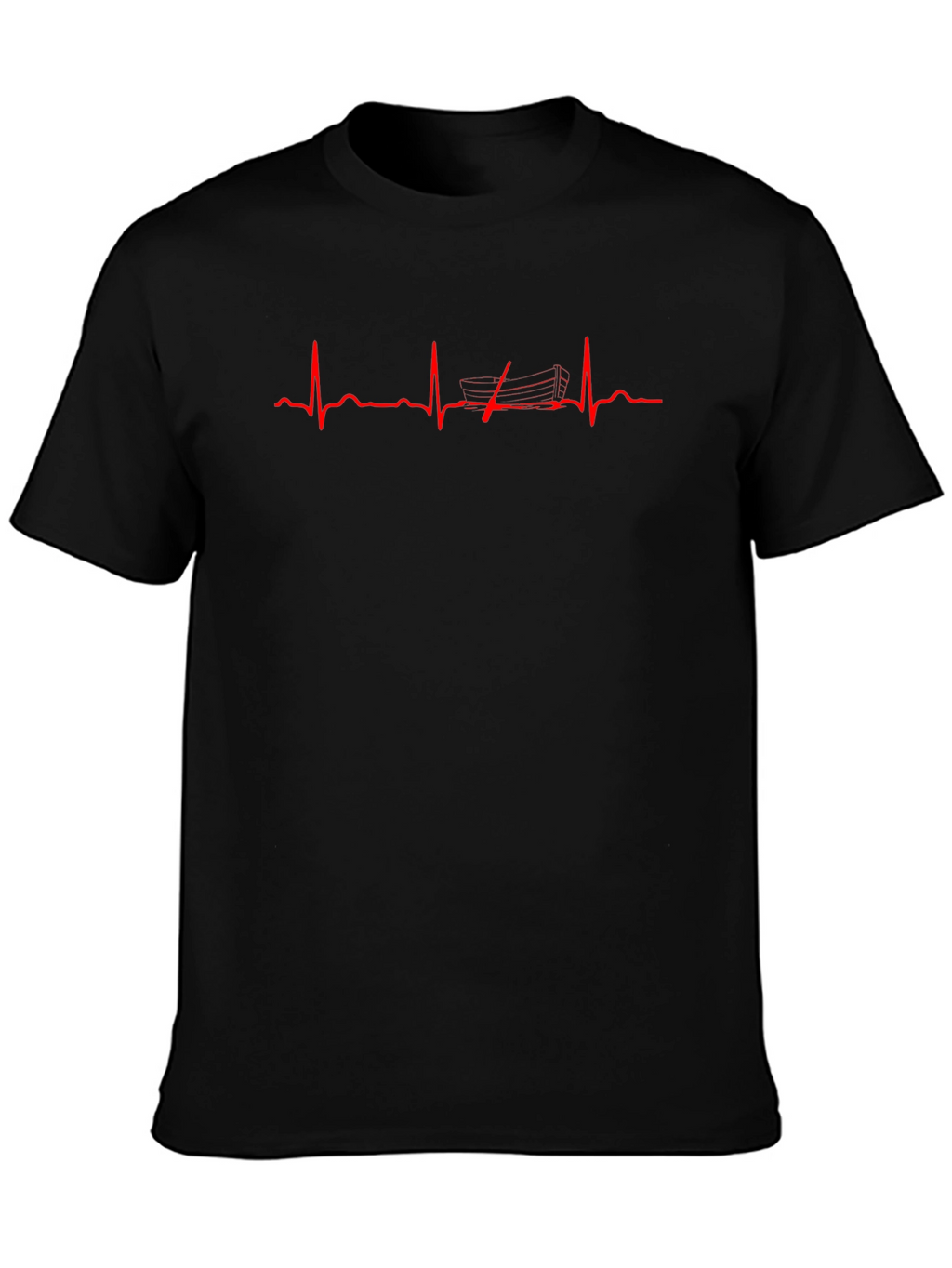 Heartbeat Boat Graphic T-Shirt - Black Cotton Tee