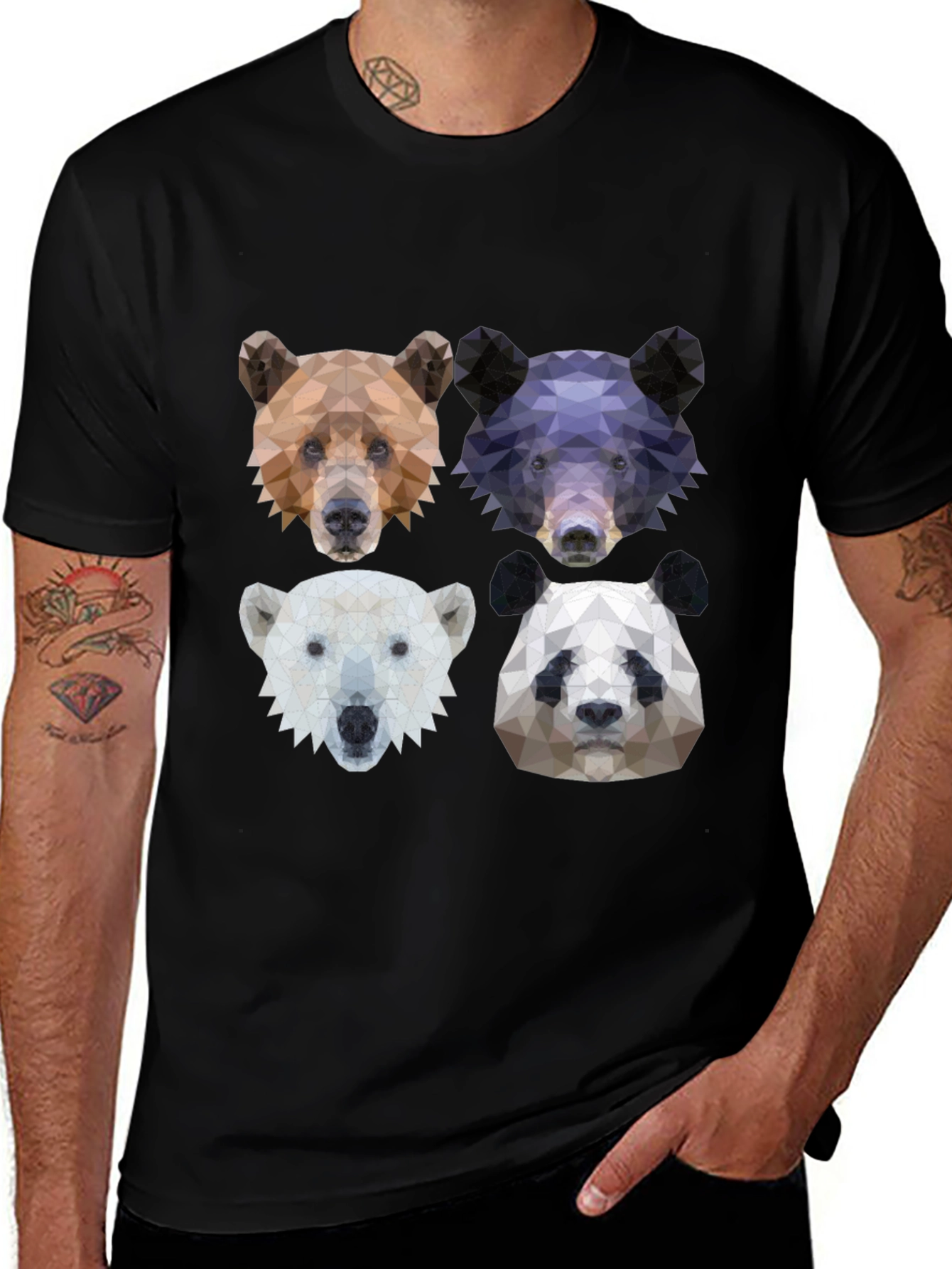 Geometric Bear Graphic T-Shirt - Animal Lover Tee