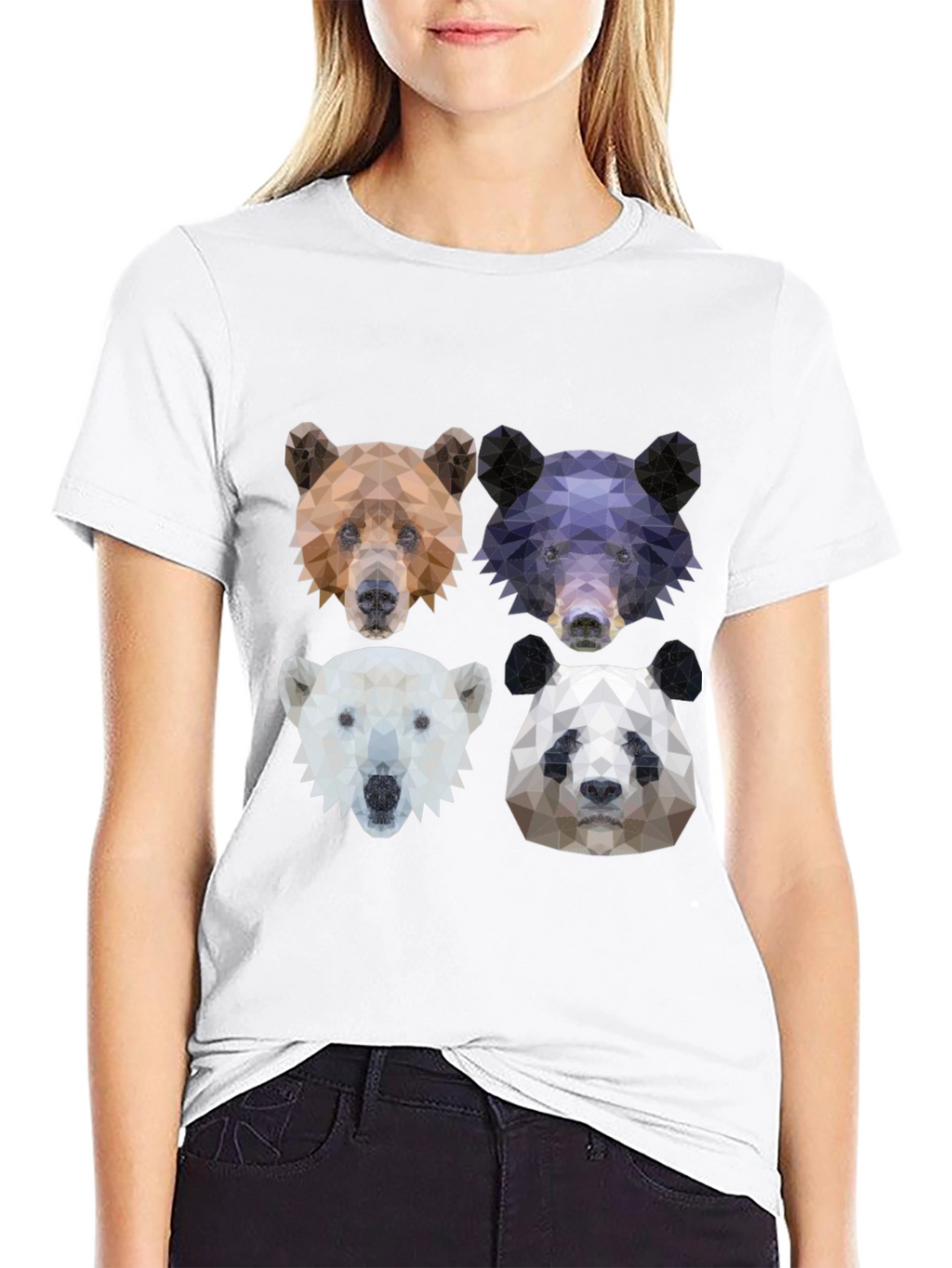 Geometric Bear Graphic T-Shirt - Animal Lover Tee