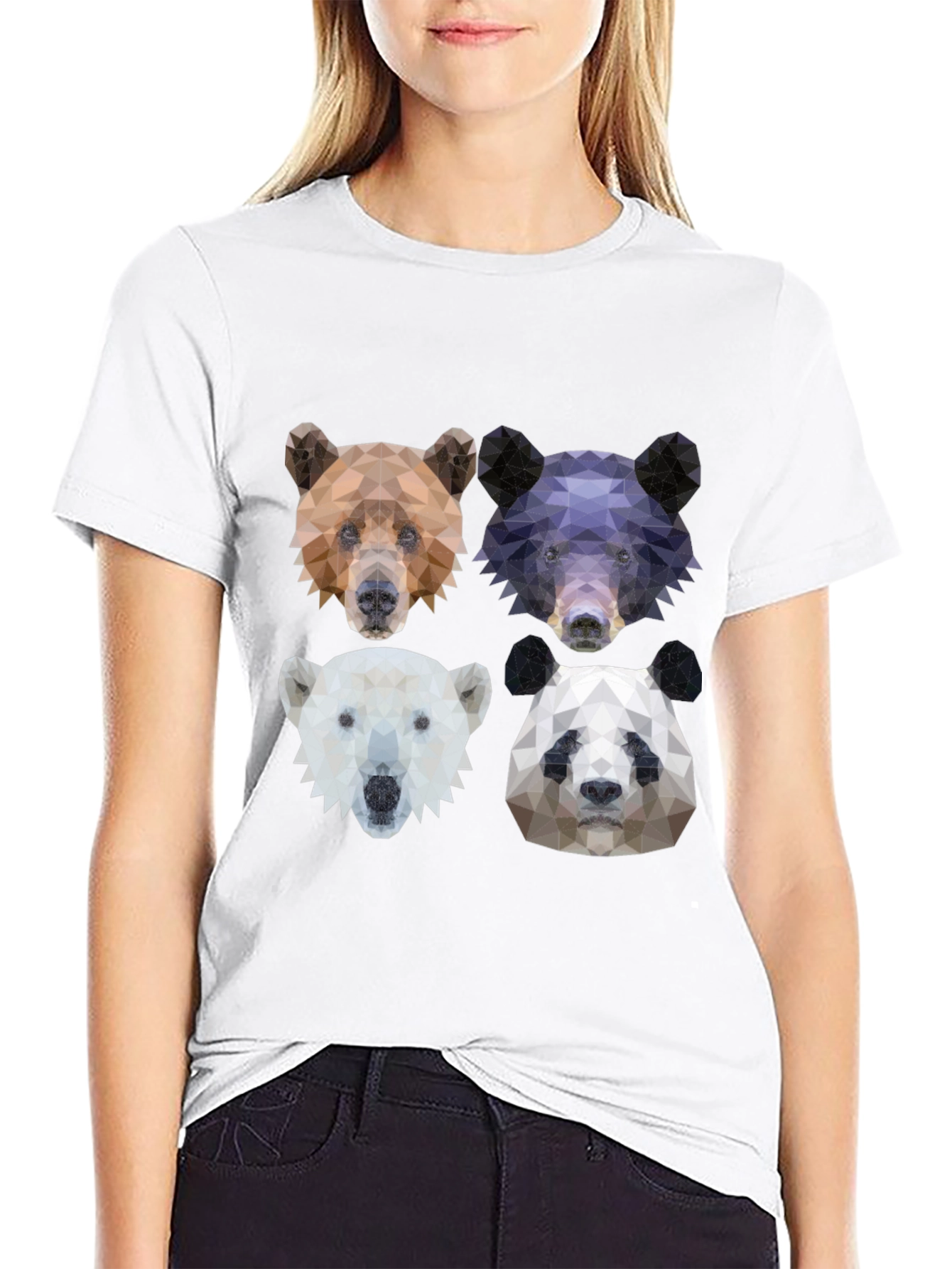 Geometric Bear Graphic T-Shirt - Animal Lover Tee