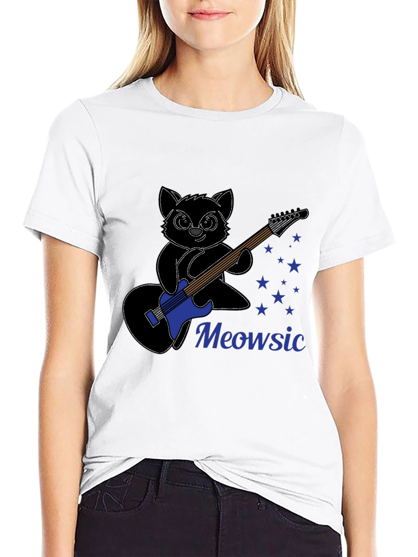 Meowsic T-Shirt: Cat Playing Guitar