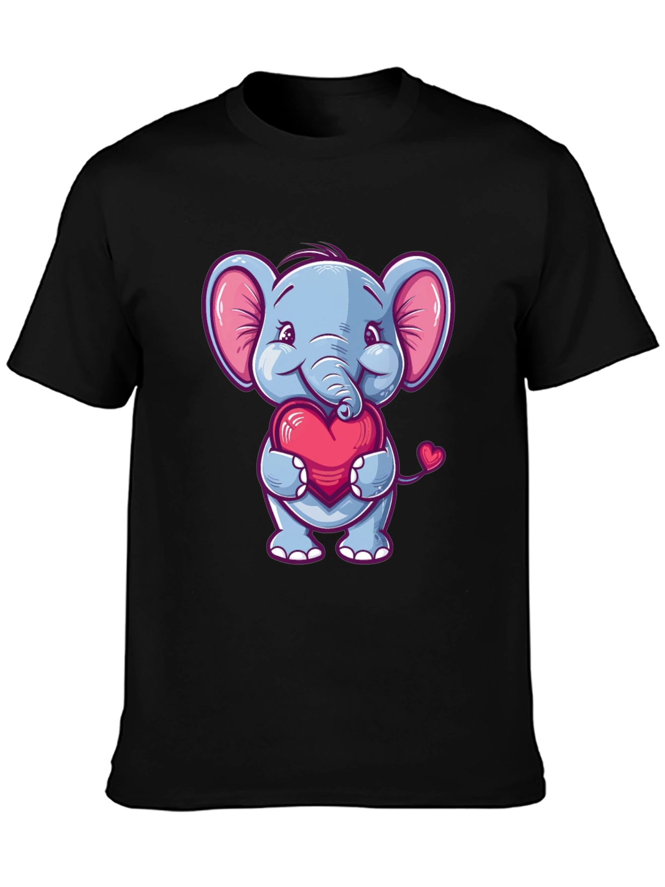 Elephant Love Heart T-Shirt Cute Animal Tee