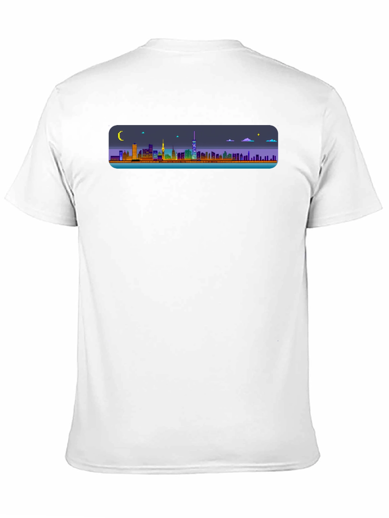 Cityscape Pixel Art Black T-Shirt