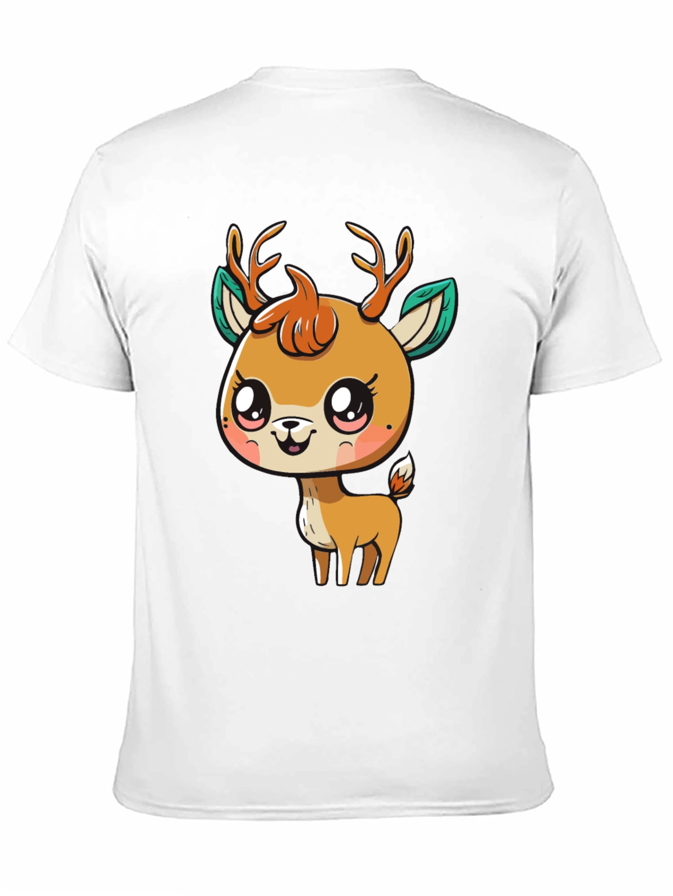 Cute Deer Graphic Tee - Black Cotton Blend