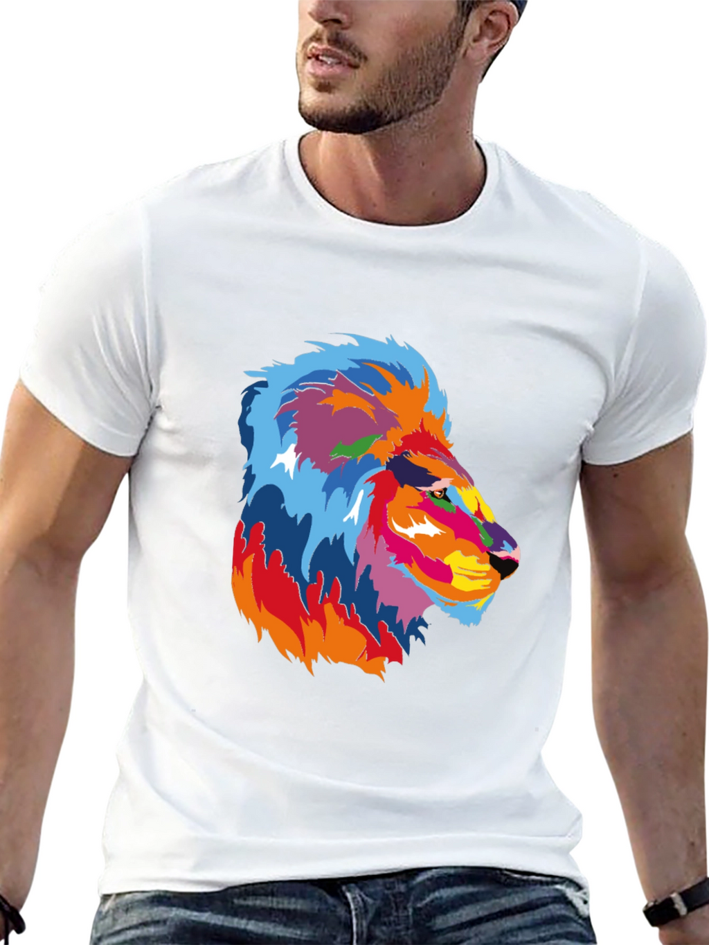 Vibrant Lion Graphic Black T-Shirt