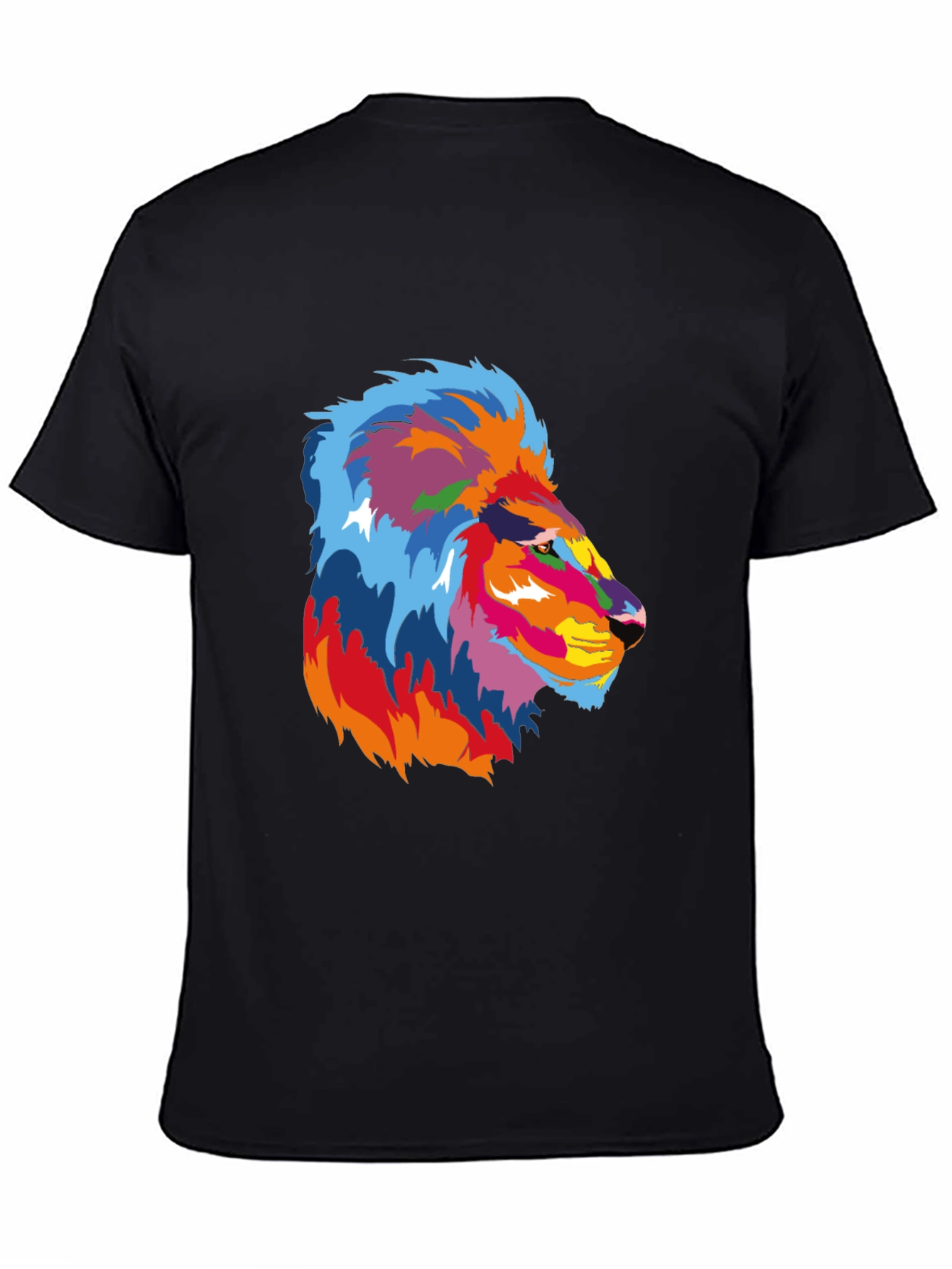Vibrant Lion Graphic Black T-Shirt