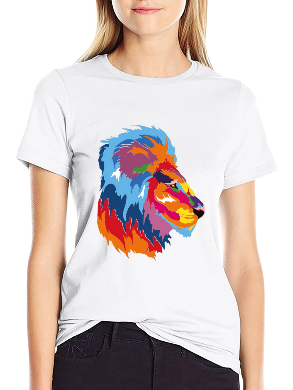 Vibrant Lion Graphic Black T-Shirt