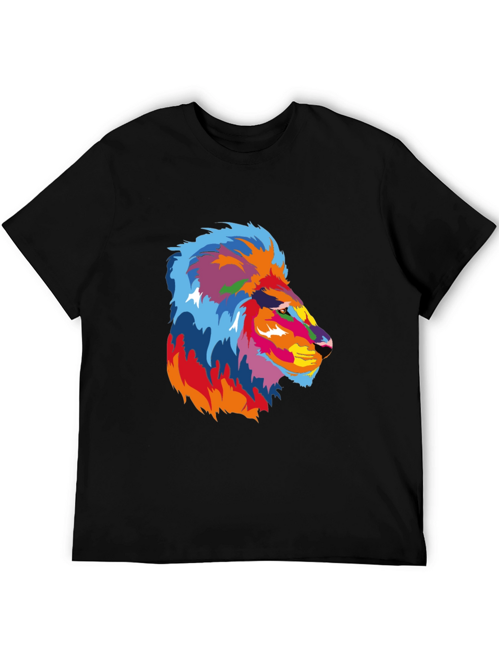 Vibrant Lion Graphic Black T-Shirt