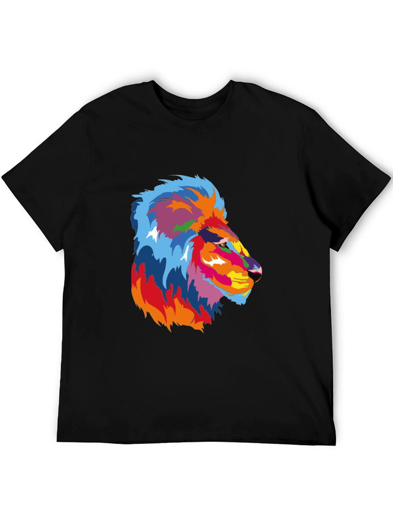 Vibrant Lion Graphic Black T-Shirt