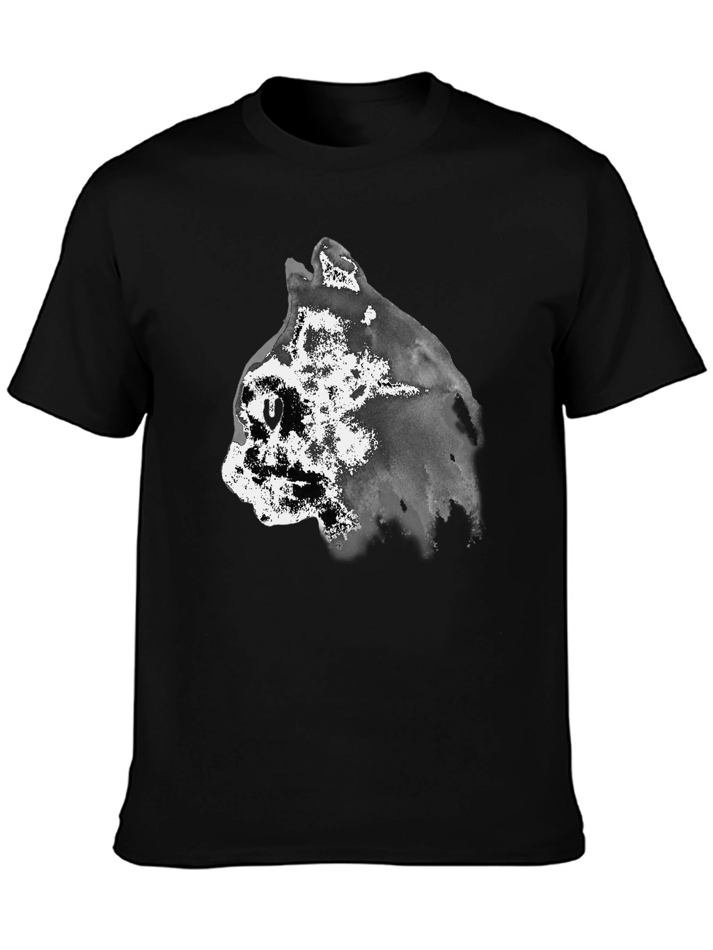 Abstract Cat Graphic Black T-Shirt