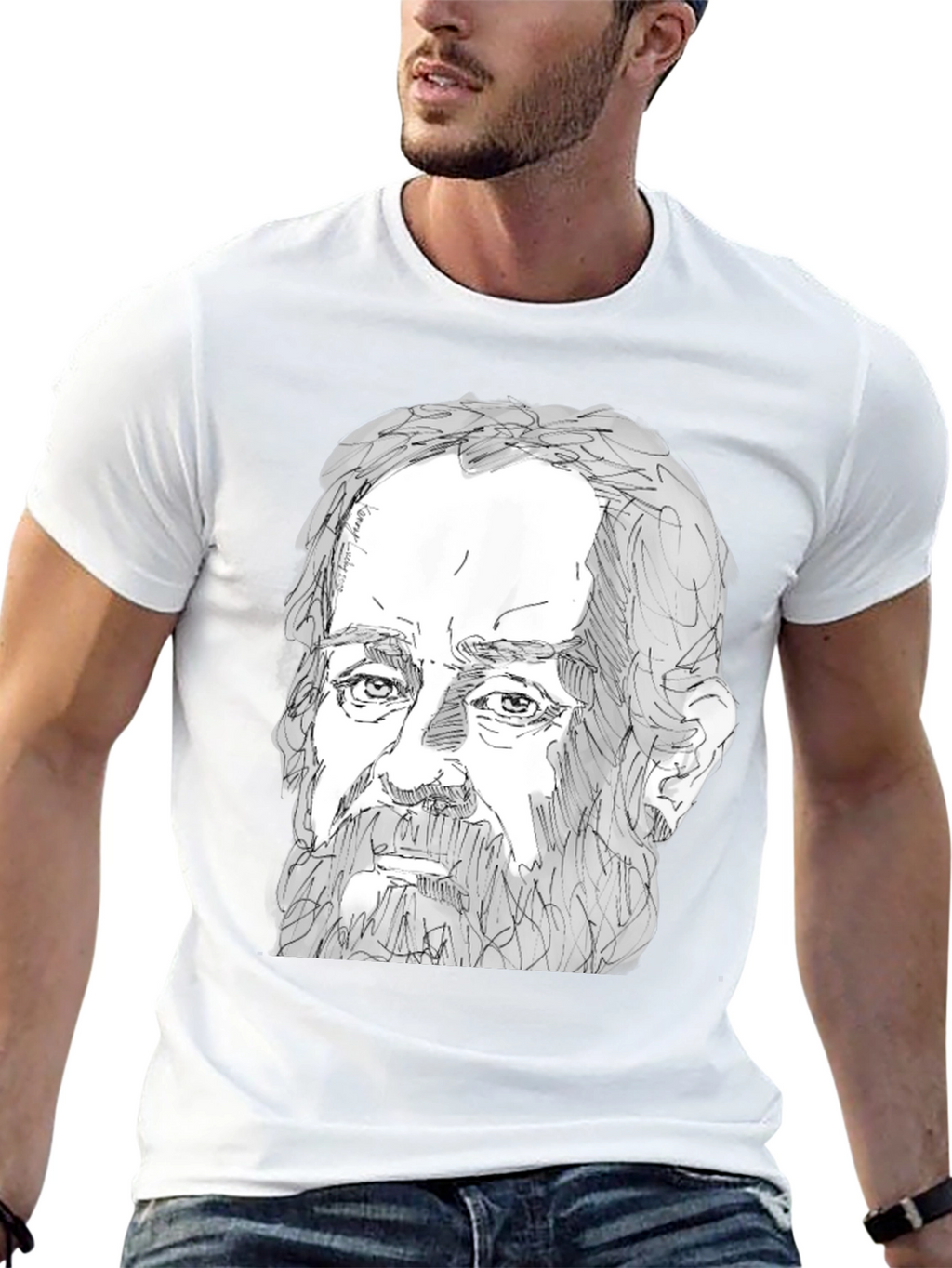 Sketch Portrait Black T-Shirt