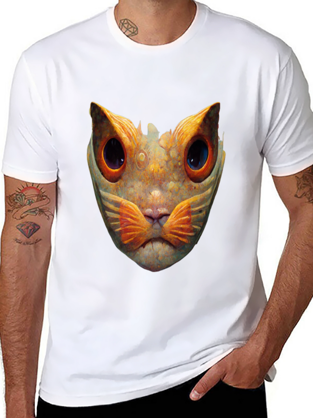 Abstract Cat Graphic T-Shirt