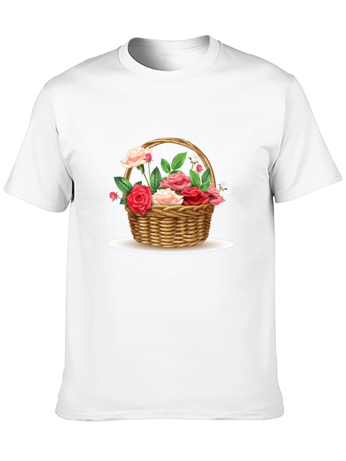 Floral Basket Graphic Tee - Black Casual T-Shirt