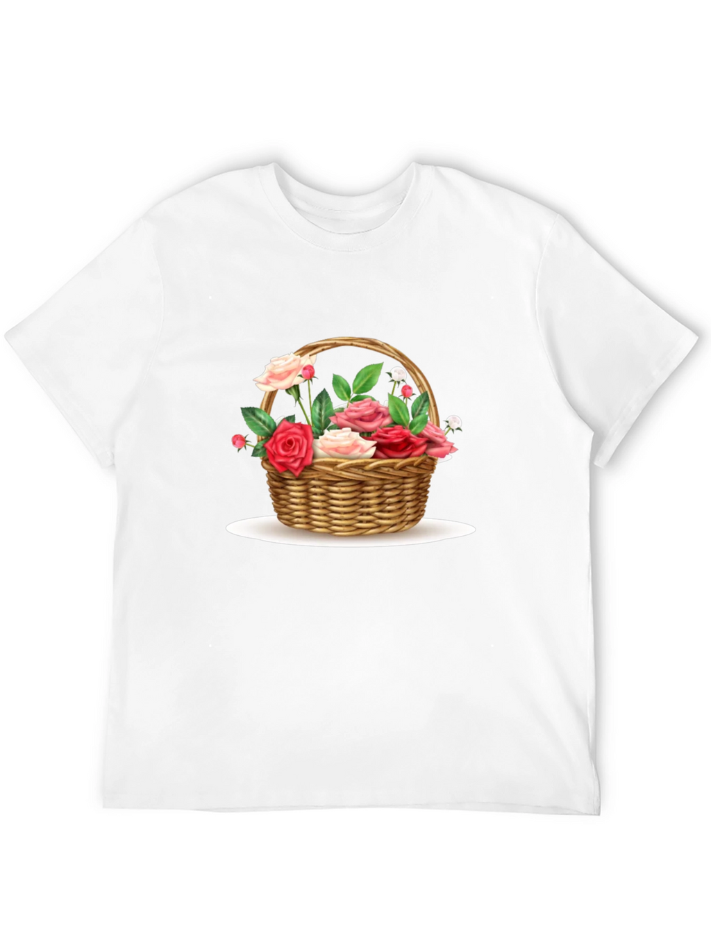 Floral Basket Graphic Tee - Black Casual T-Shirt