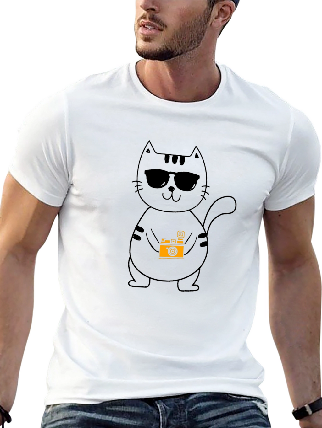 Cool Cat Photographer Black T-Shirt