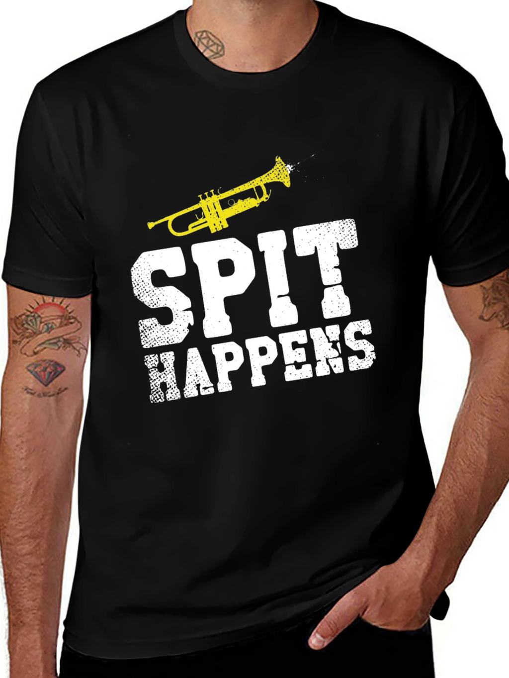 Spit Happens Trumpet Graphic T-Shirt