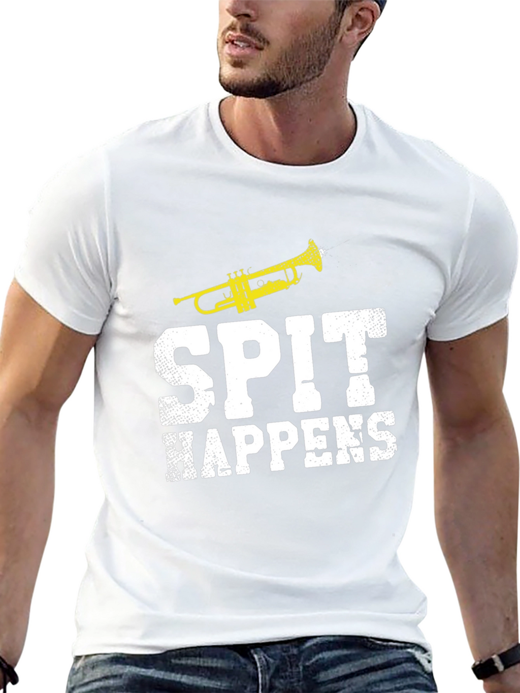 Spit Happens Trumpet Graphic T-Shirt