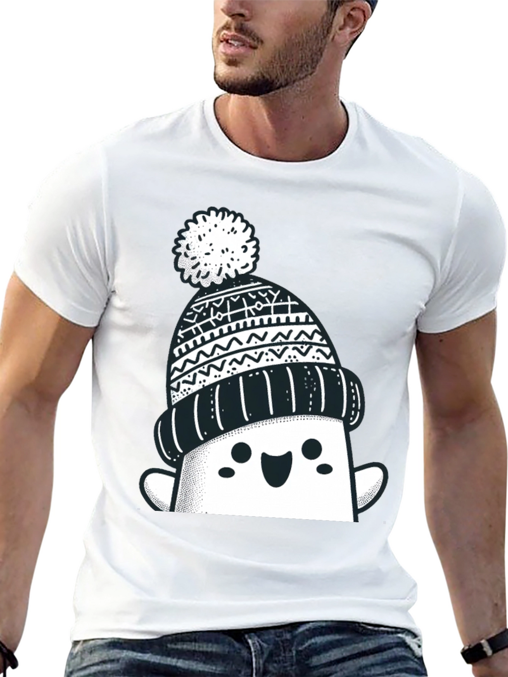 Festive Graphic Tee - Winter Hat Design