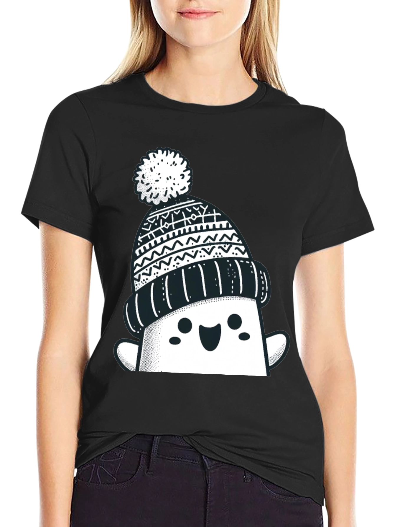 Festive Graphic Tee - Winter Hat Design