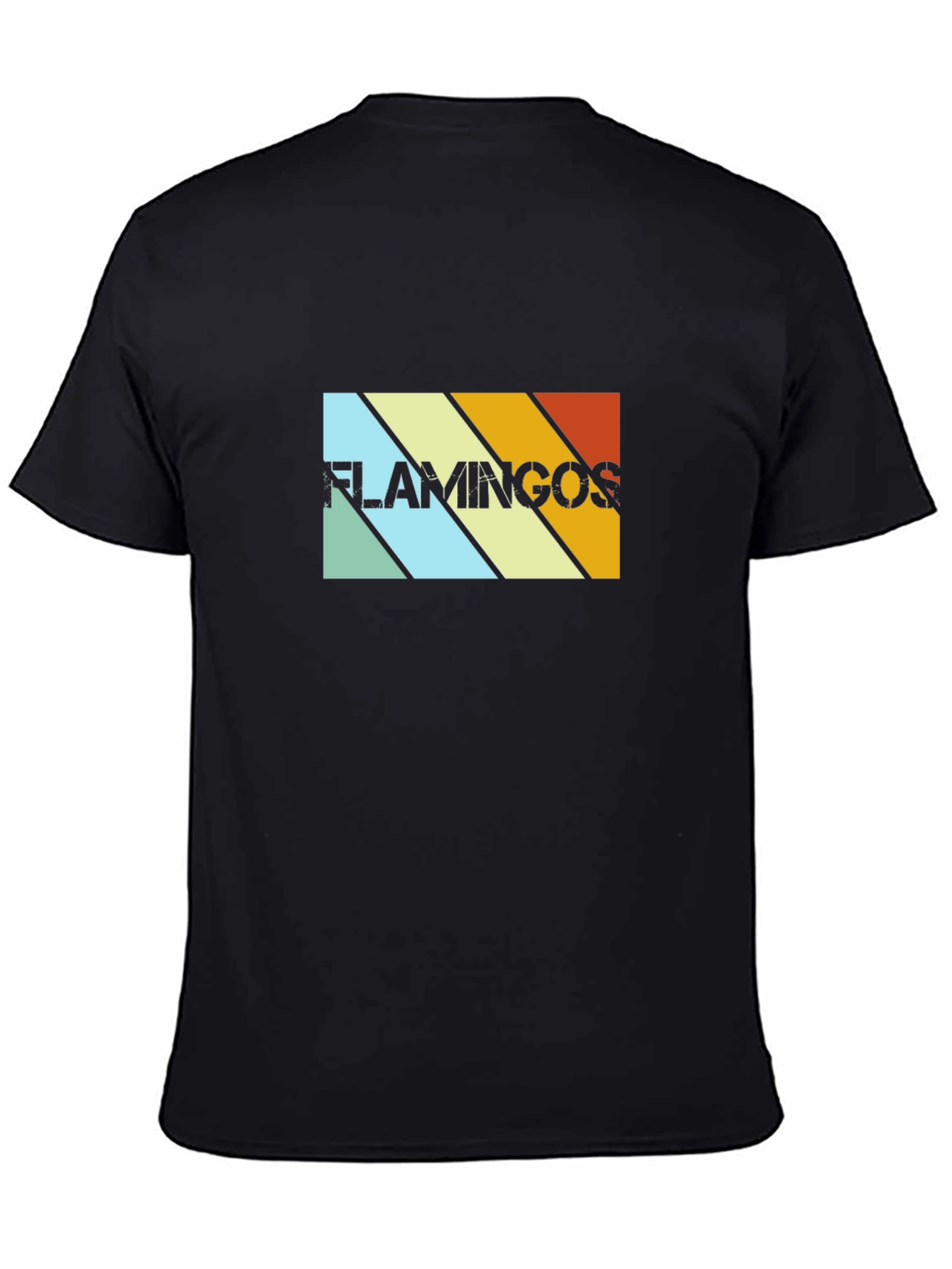 Retro Flamingos Graphic Tee - Black Cotton T-Shirt