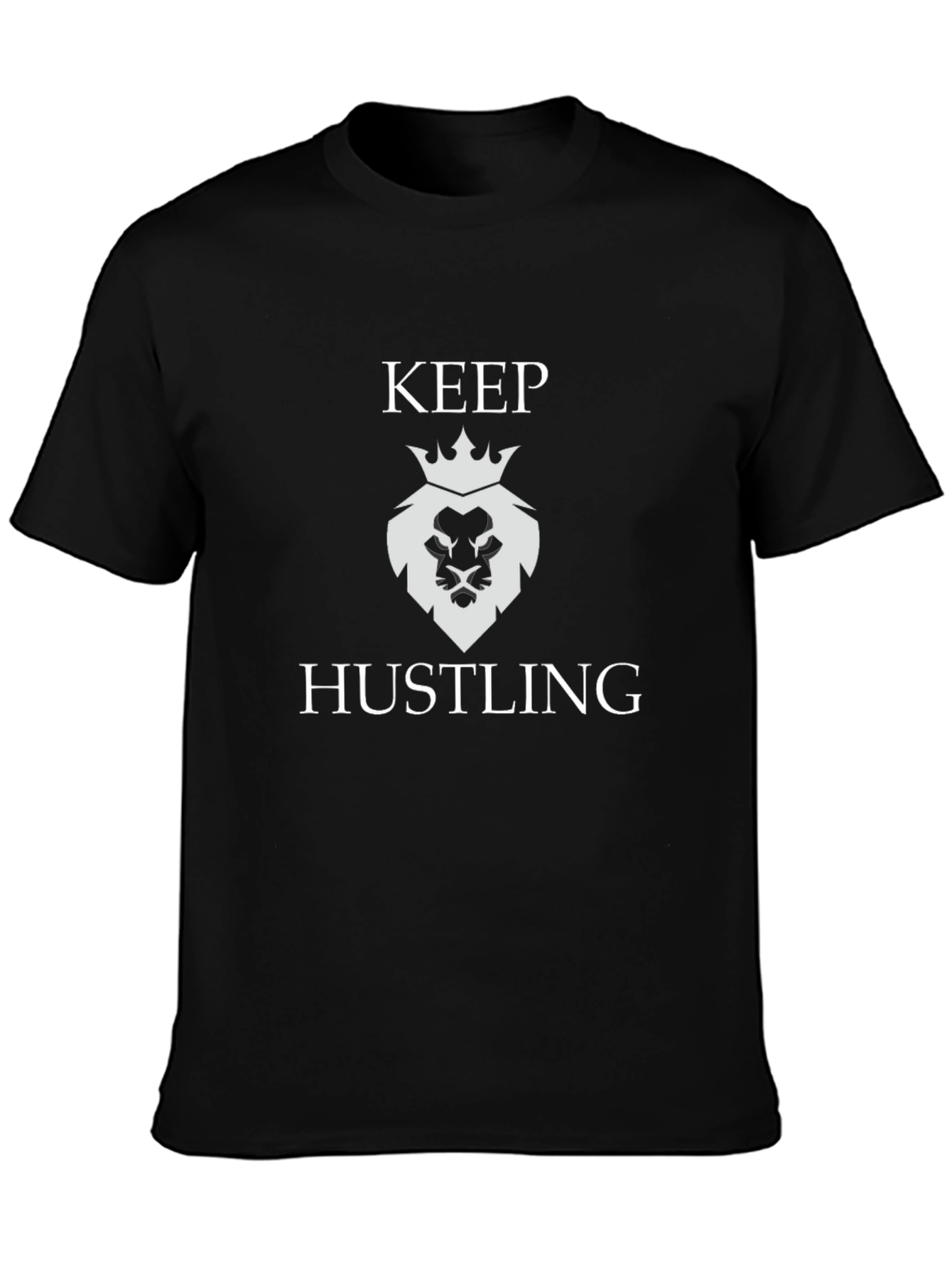 Keep Hustling Lion Graphic Tee - Black