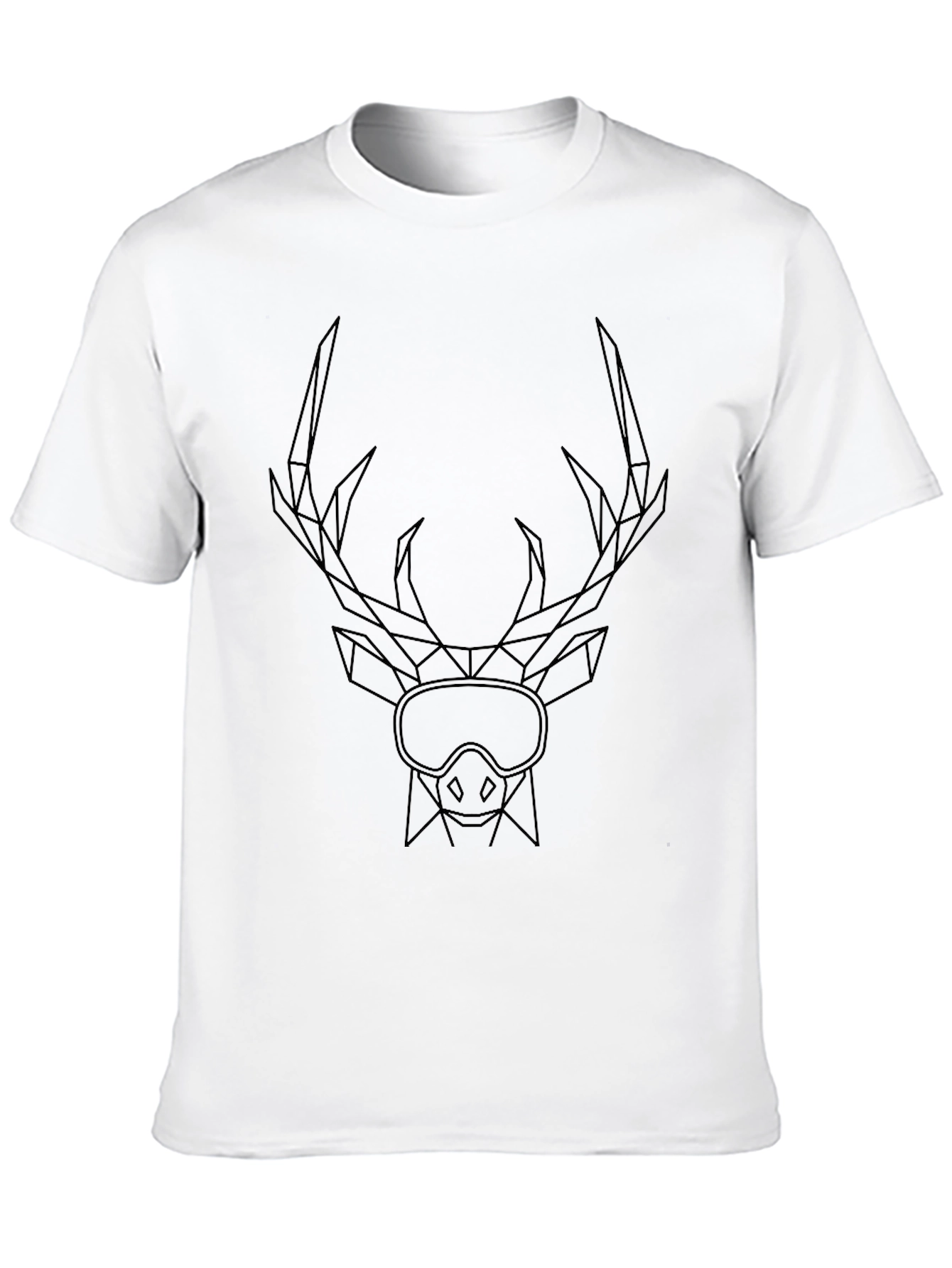 Geometric Skiing Deer Graphic Tee - Black