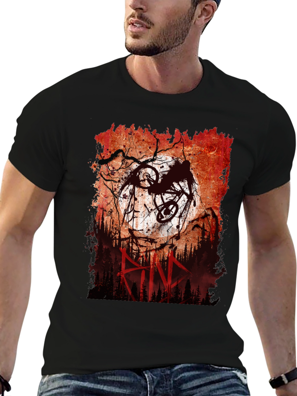 Mountain Bike Rider Graphic Tee - Mens Black T-Shirt