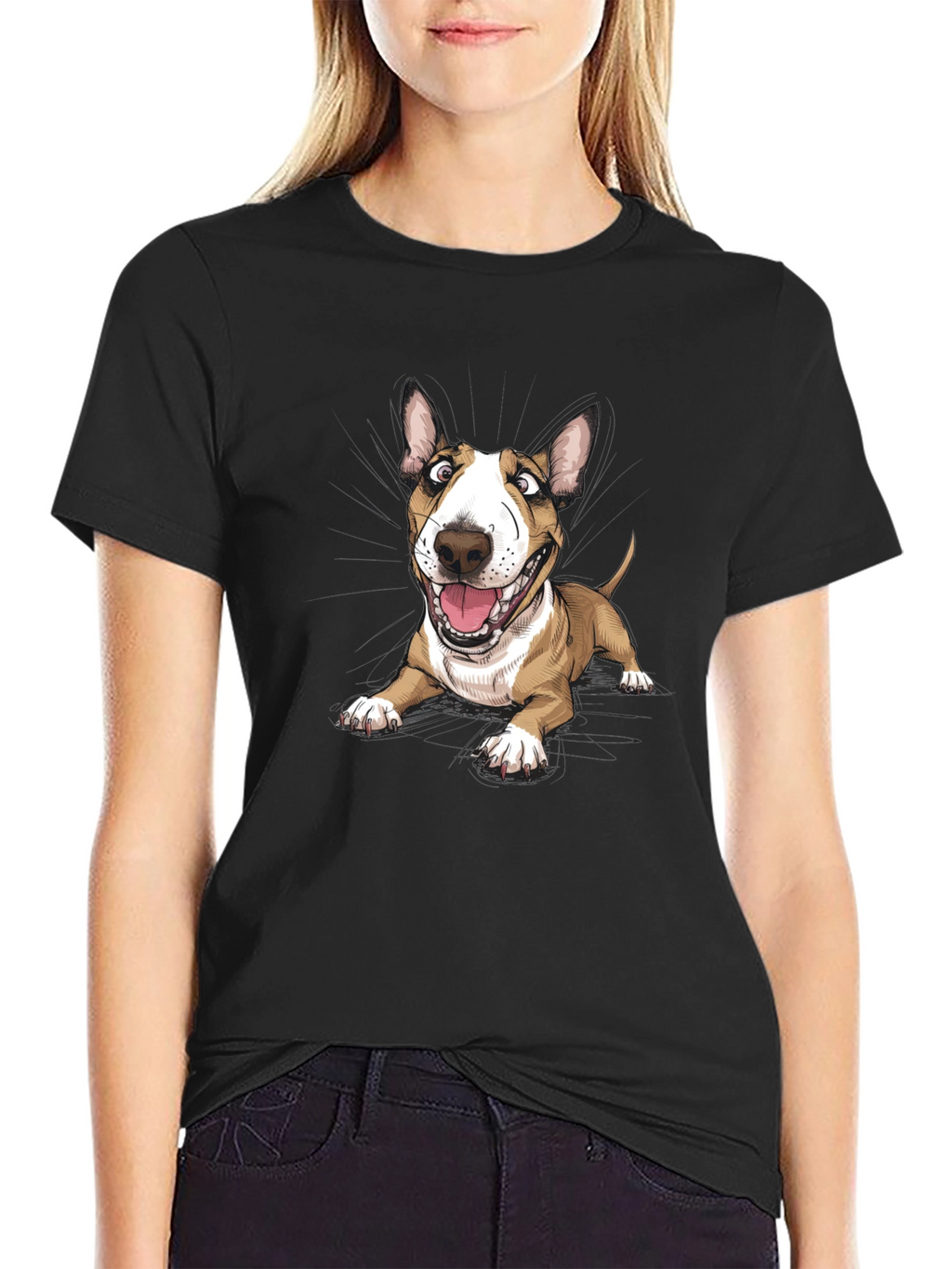 Cartoon Bull Terrier Graphic Tee