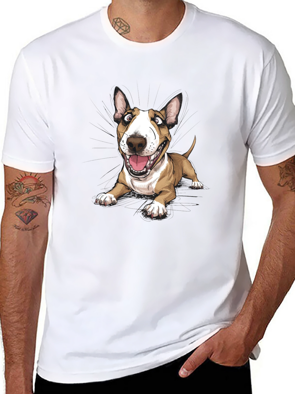 Cartoon Bull Terrier Graphic Tee