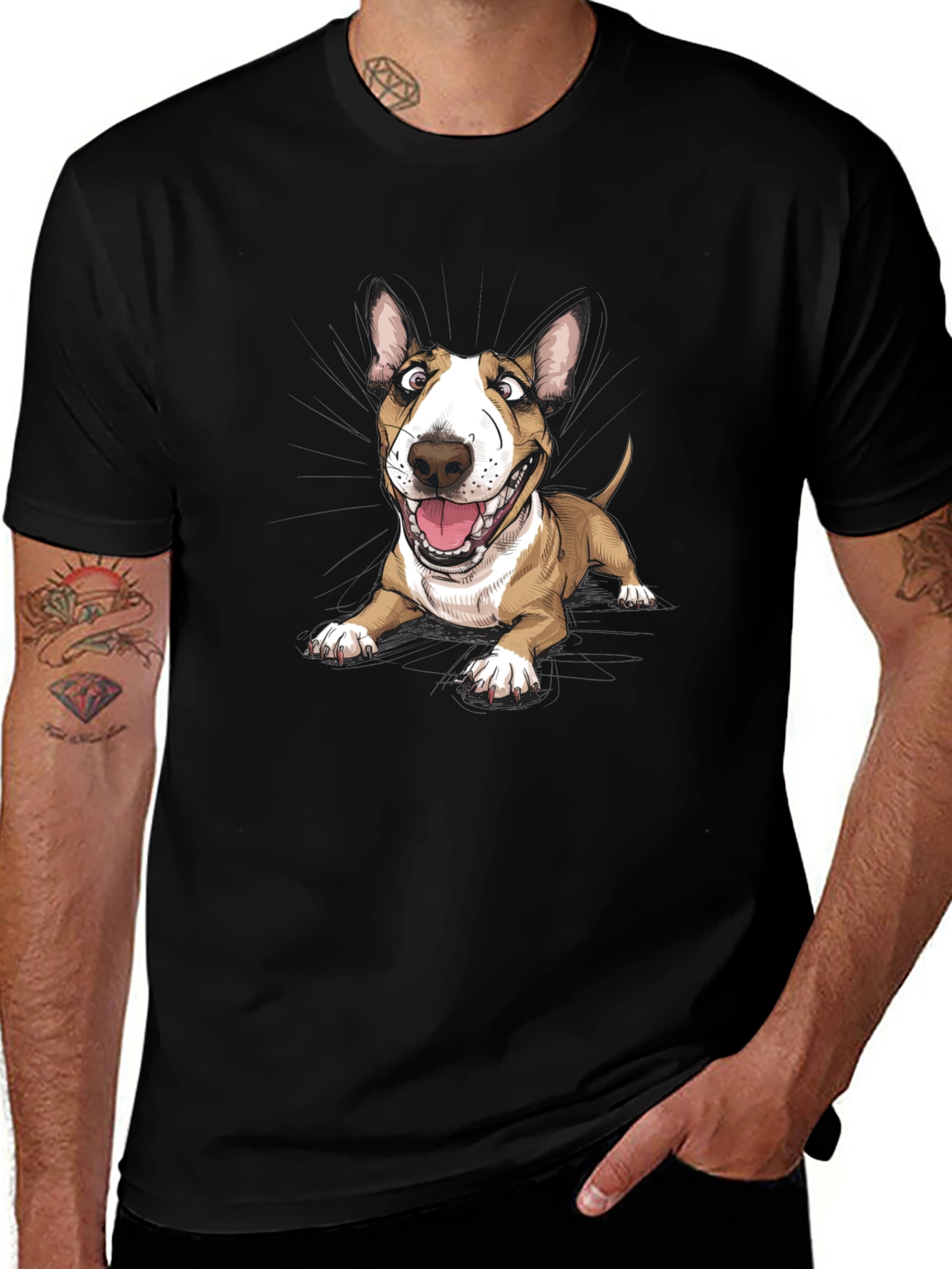 Cartoon Bull Terrier Graphic Tee