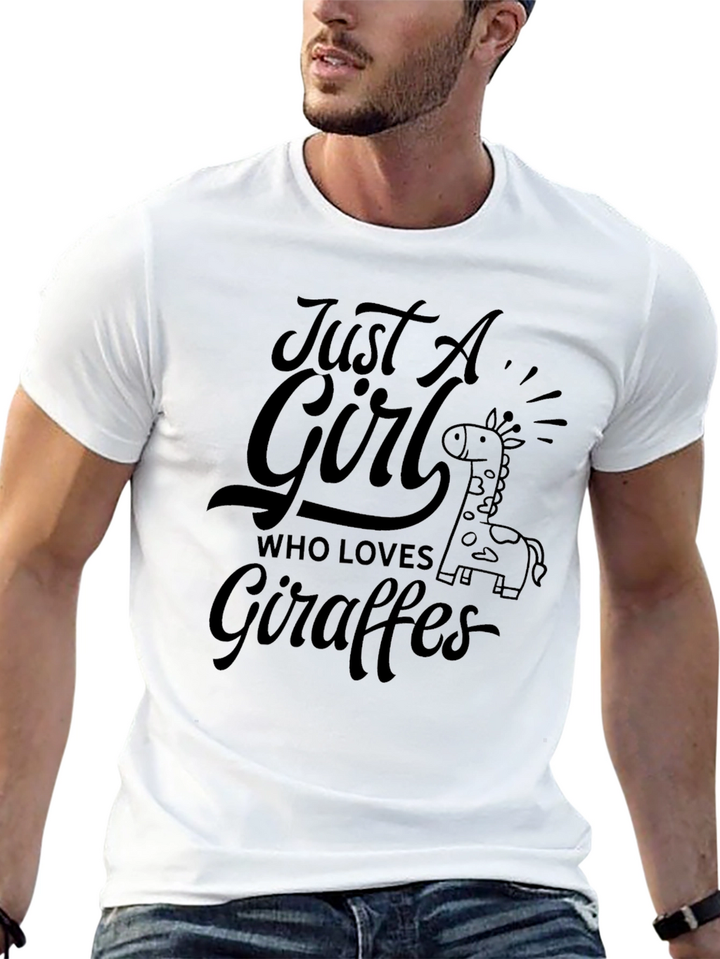 Just A Girl Who Loves Giraffes Black T-Shirt